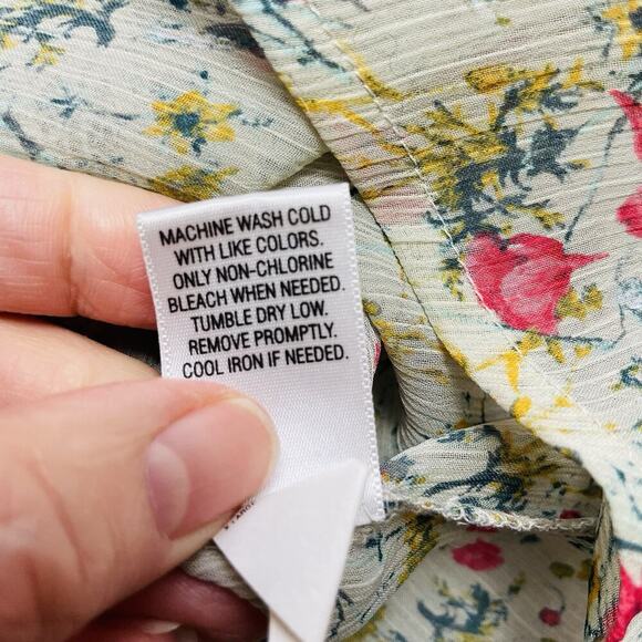 Princess Vera Wang Chiffon Blouse Womens XL Lace Ditzy Floral Fairy Cottage - Picture 5 of 8